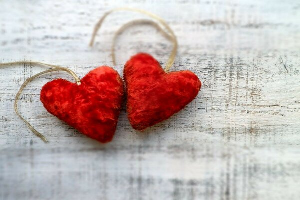 Romantic Red plush hearts