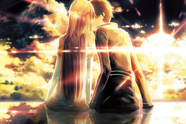 Anime. Die heiße Flamme der Liebe im Himmel