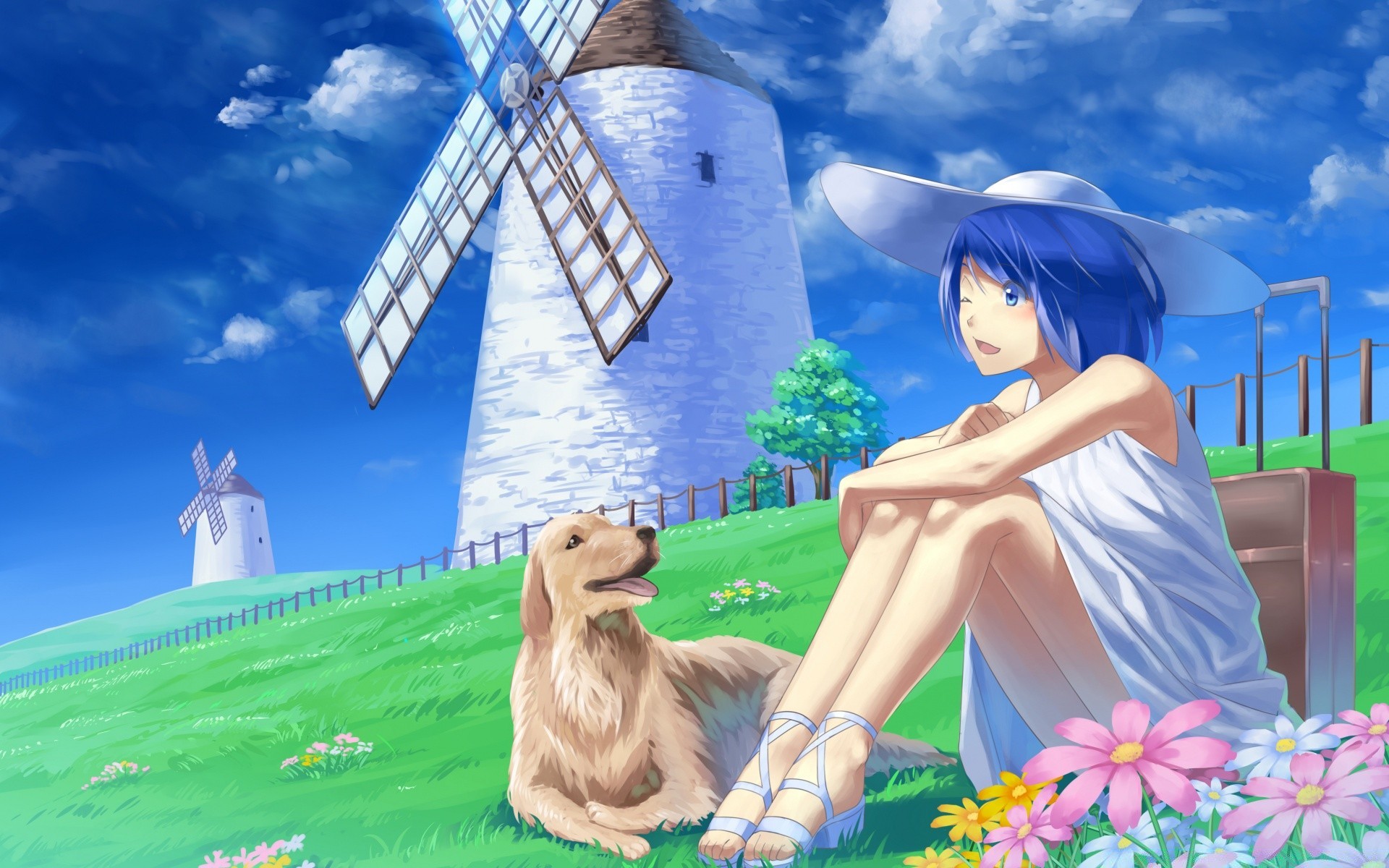 anime im freien himmel frau natur sommer gras freizeit allein wind erwachsener kind mädchen