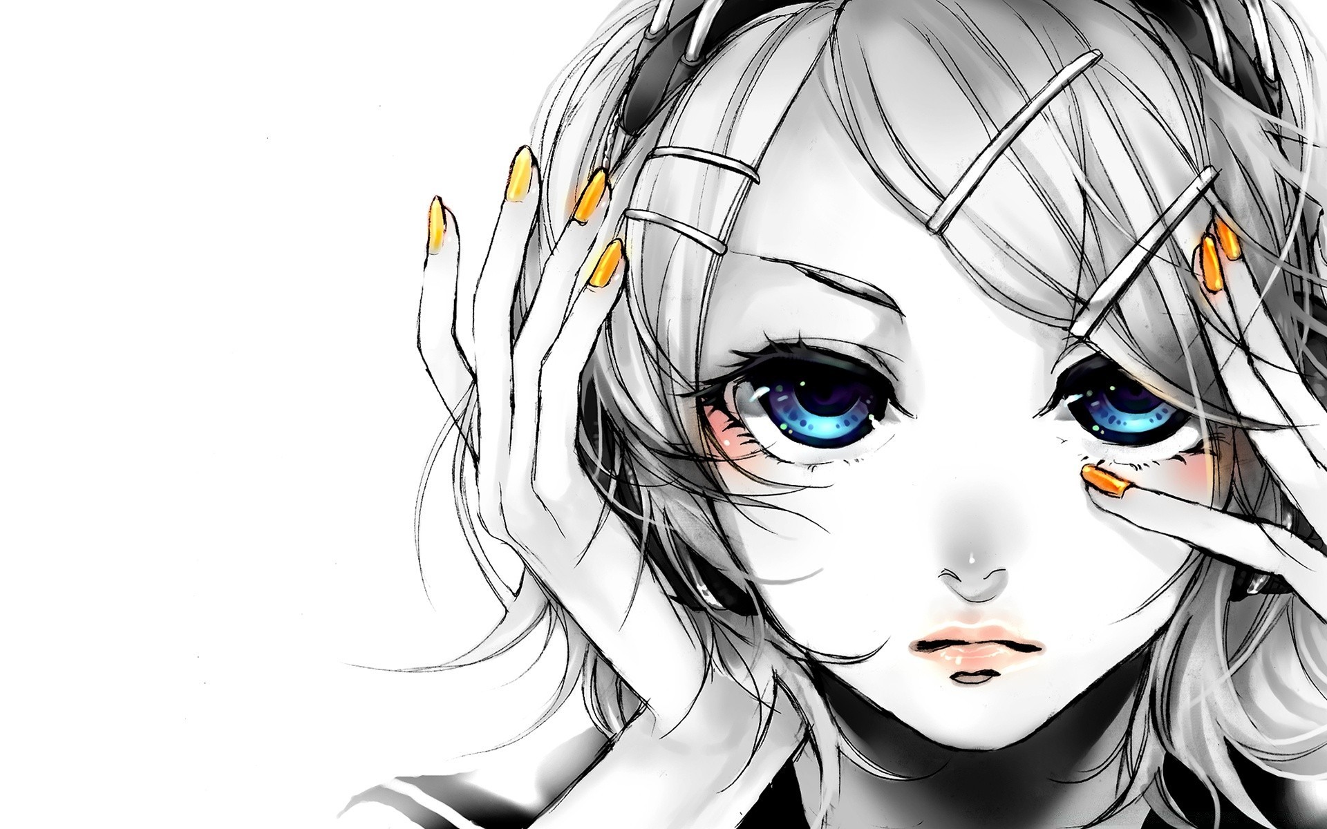 anime portrait desktop woman isolated beautiful young illustration face