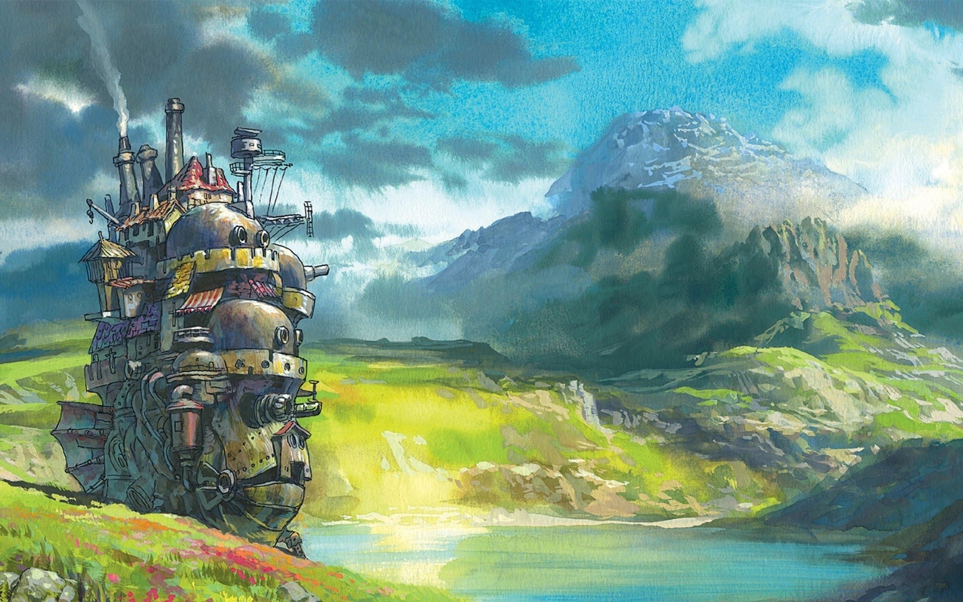 anime paisaje agua viajes montaña al aire libre