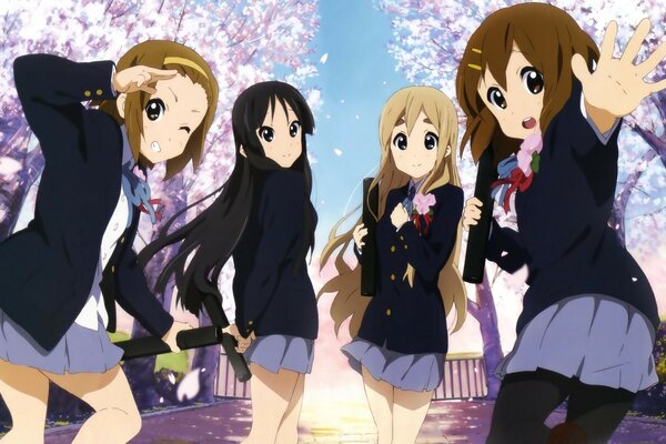 Dziewczyny anime uczennice w krótkich spódniczkach
