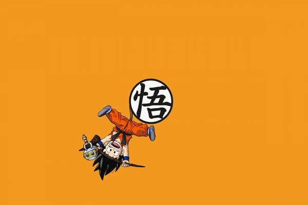 Anime hero on an orange background