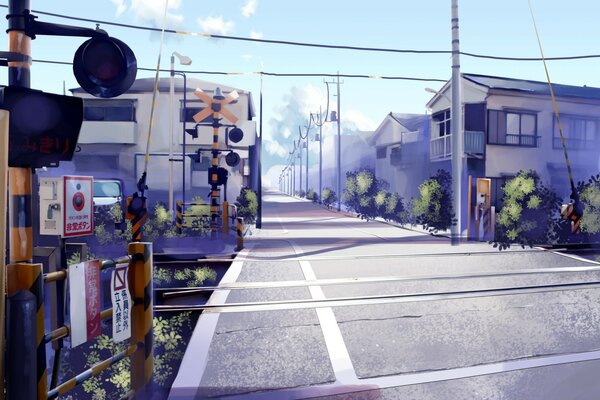 Image de passage de chemin de fer dans le style anime
