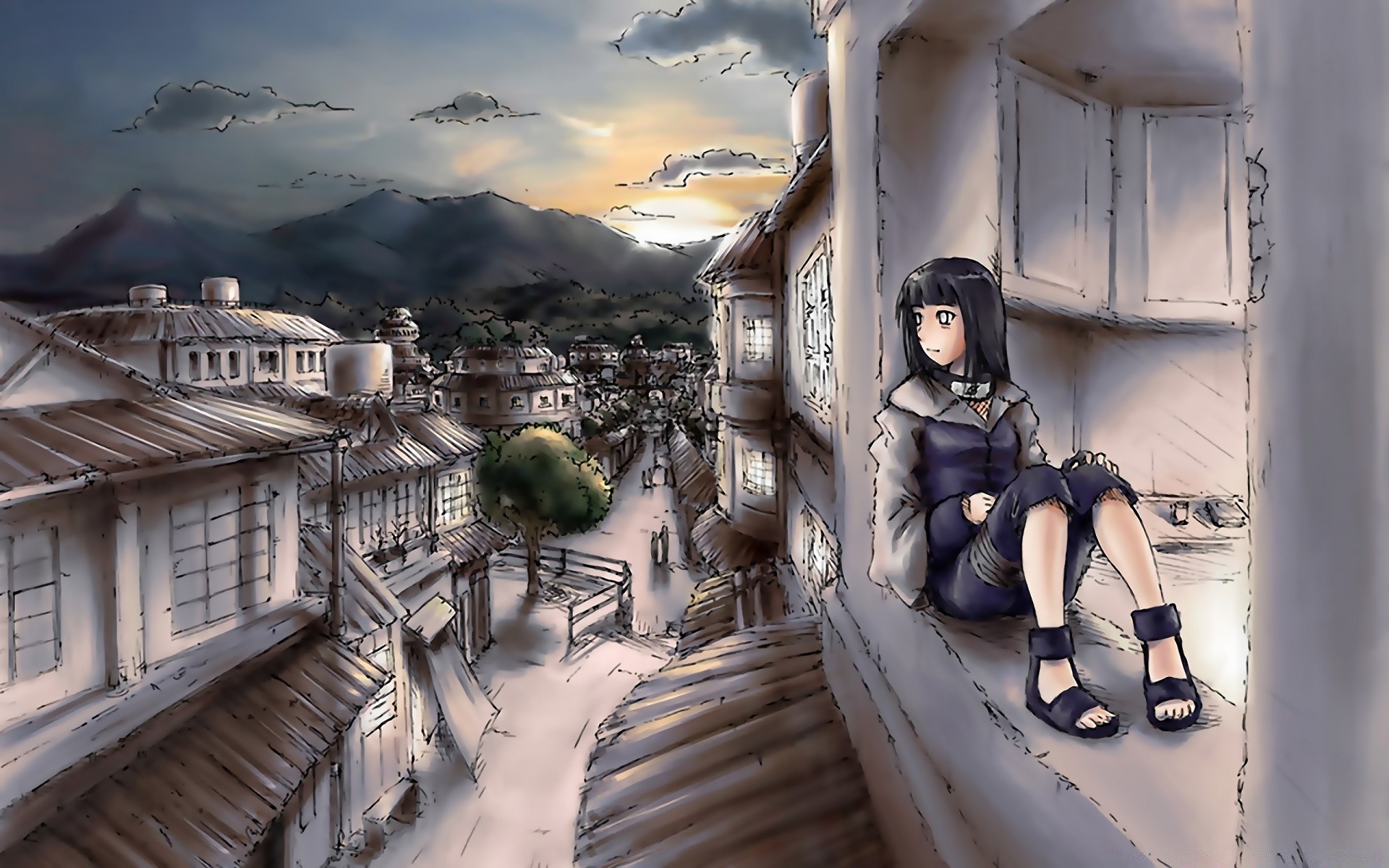 anime architecture travel street city sky building outdoors urban