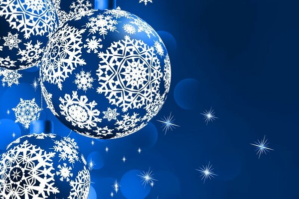 Palle di Natale blu con fiocchi di neve