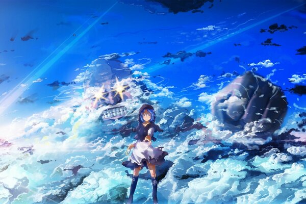 Fantastische Landschaft mit Anime Girl