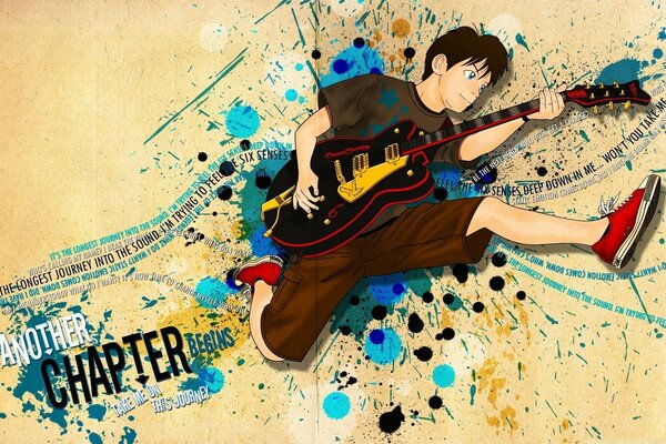 Anime and music. The guy with the guitar