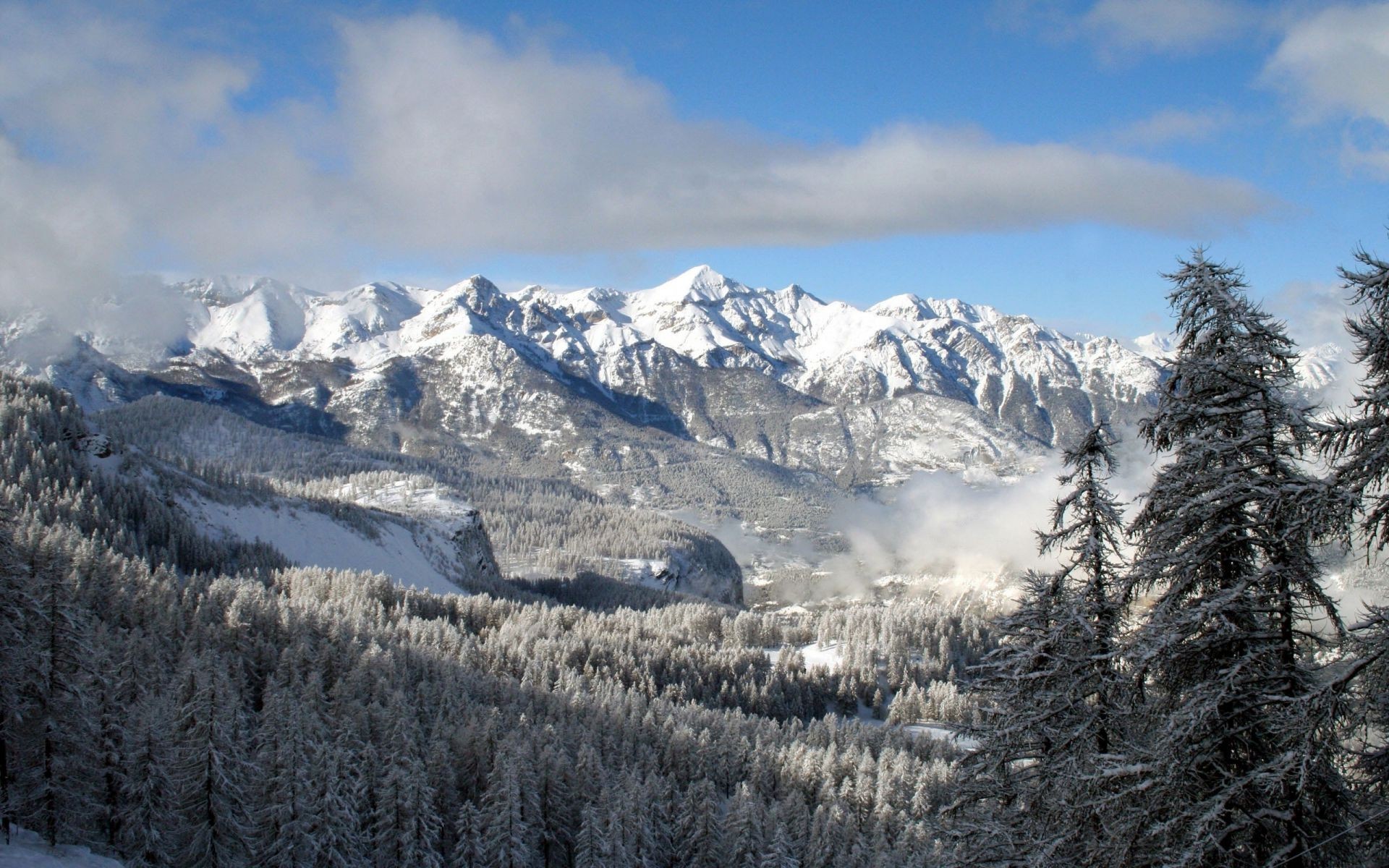 invierno nieve montañas madera frío hielo escénico nevado escarcha paisaje evergreen pico de montaña coníferas alpino