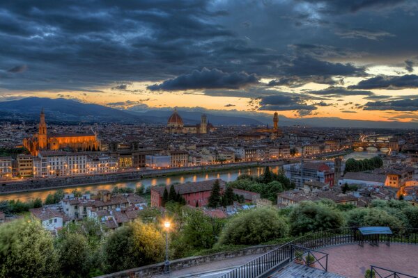 Evening quiet city in the old architecture