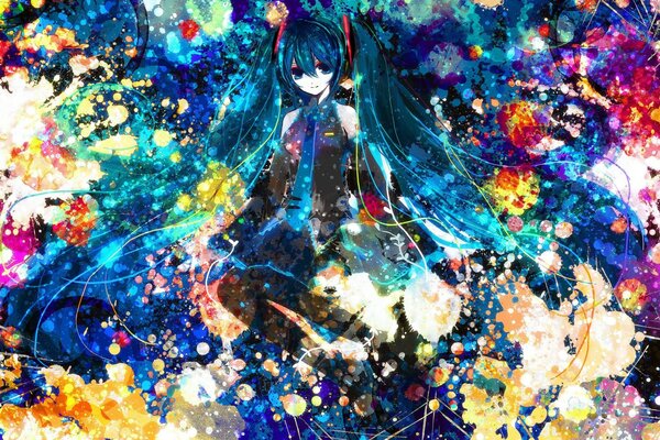 Creative image of an anime girl in colors