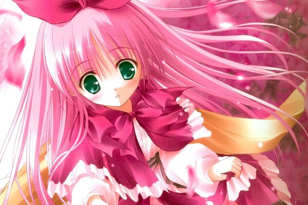 Anime fille cheveux roses