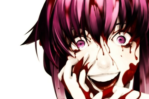 Anime menina com olhos de sangue