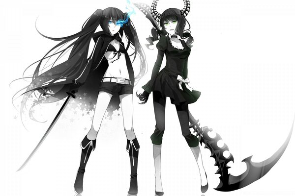 Women in monochrome in an anime illustration