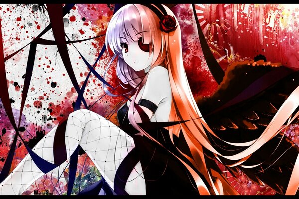 Rotes Graffiti im Anime-Design