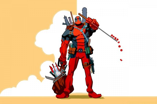 Personaje Deadpool ilustración en rojo