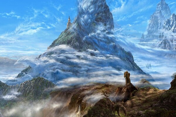 The picturesque world of dragons in the mountains