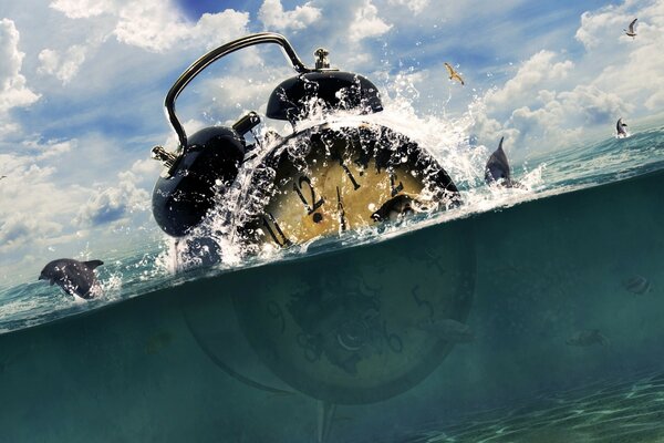 Giant alarm clock plopped into the sea scaring dolphins