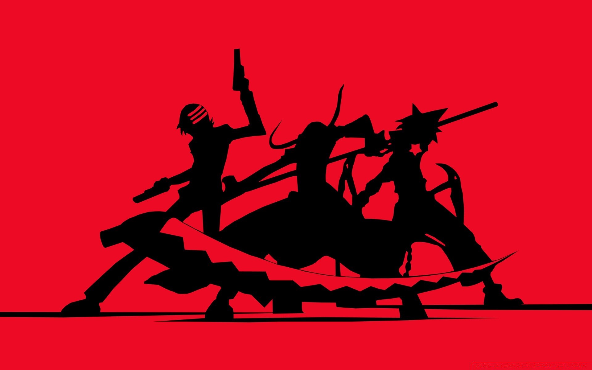 Vector anime silhouette of a fight wallpaper