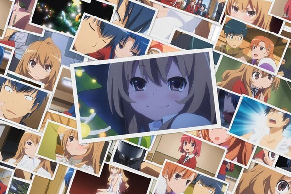 Collage de fotos de estudiantes de anime