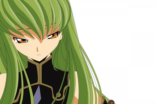 Anime menina com cabelo verde