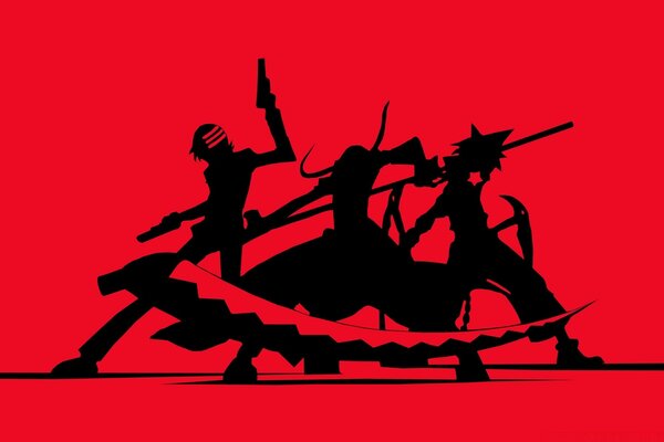 Silhouette de combat anime vecteur