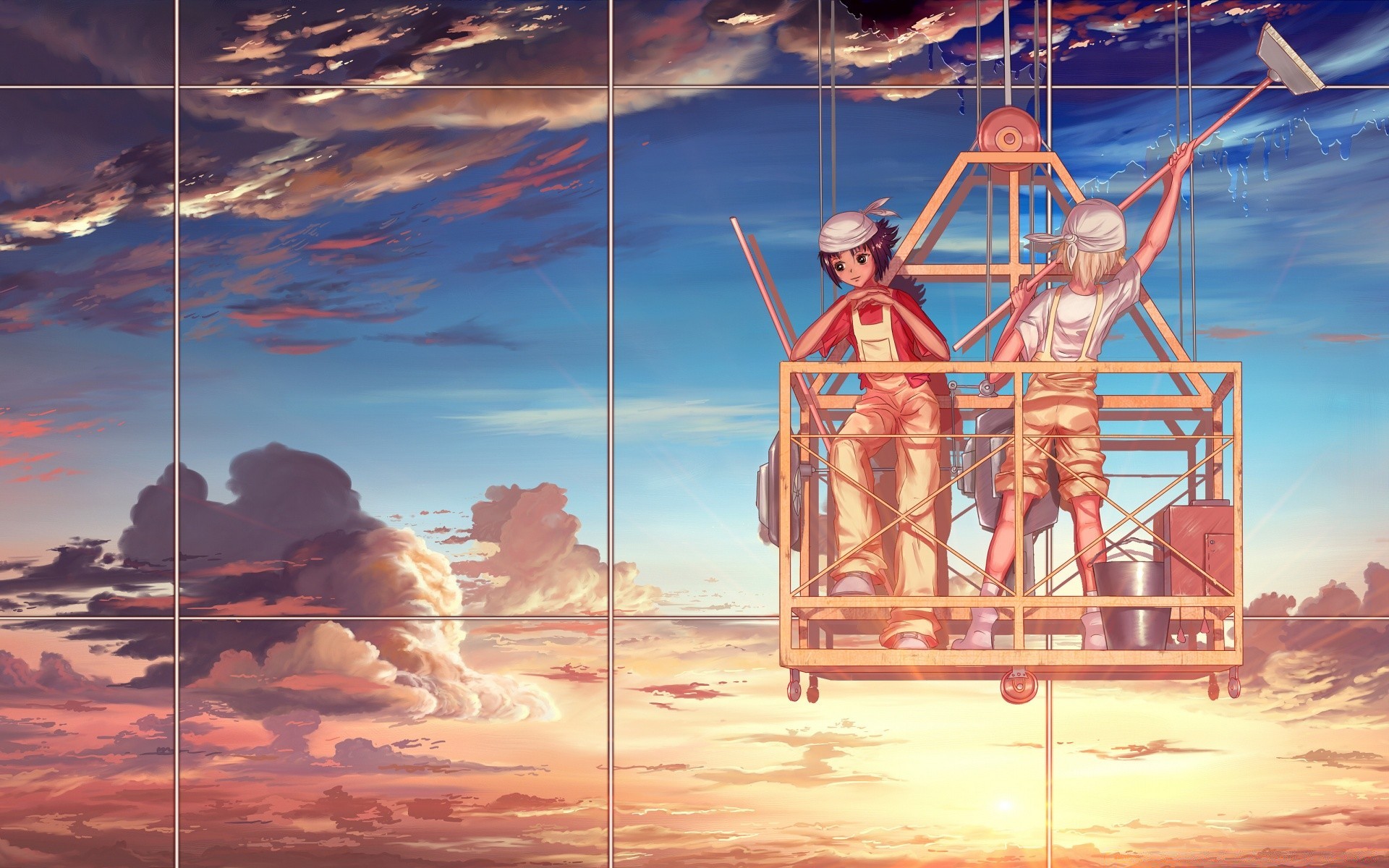 anime sky sunset technology energy dawn industry