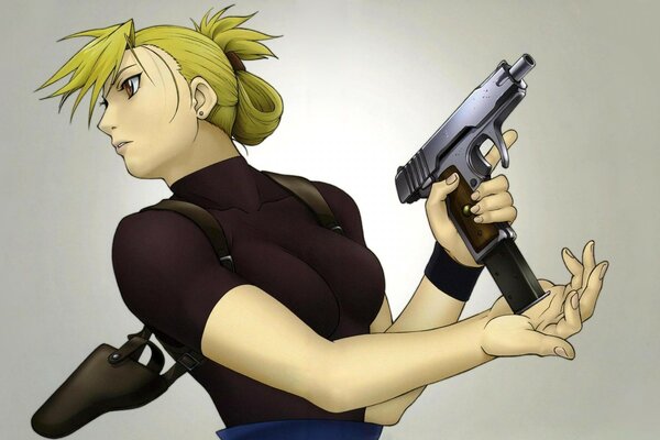 Anime femme avec un pistolet