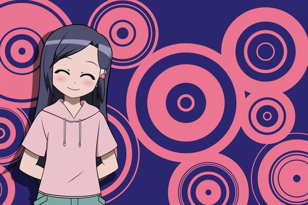 Illustration of an anime girl on a background of circles