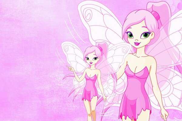 Animazione di personaggi per bambini. Bel sfondo rosa