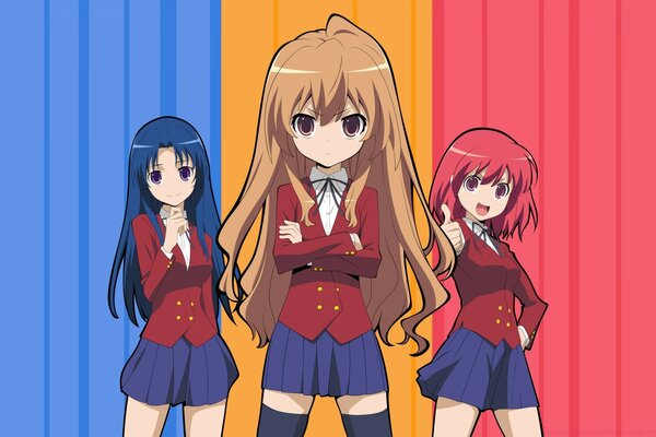 Trio of anime girls in uniform