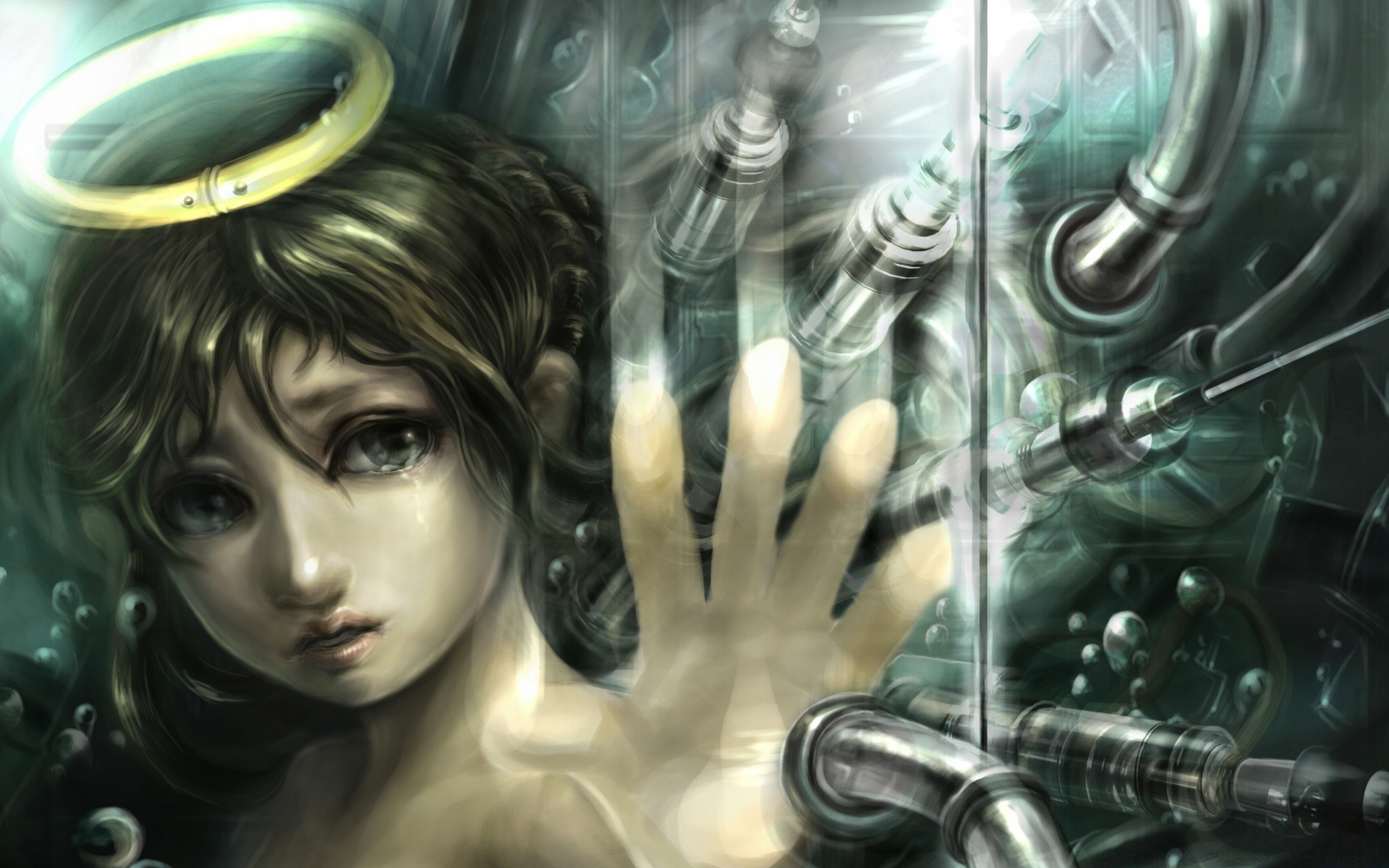 anime fantasy art face science woman desktop