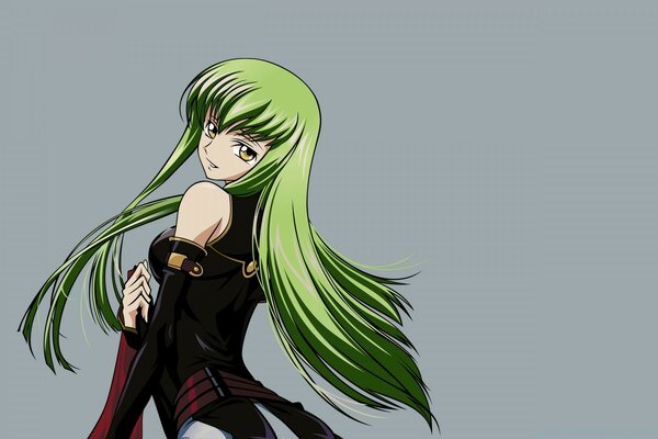 Anime chica con el pelo verde