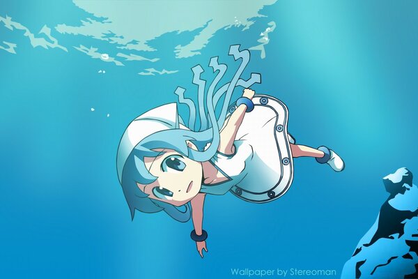 Anime girl underwater