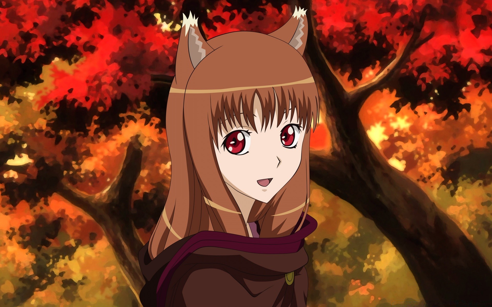 anime fall halloween leaf tree art girl woman