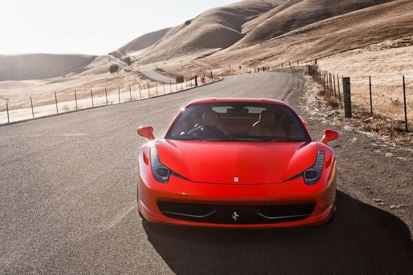 Ferrari and the desert road