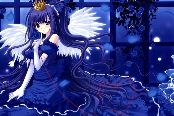 Anime belle fille en bleu