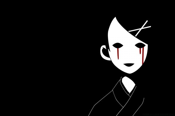 Stylized minimalistic portrait of a man in Japanese style