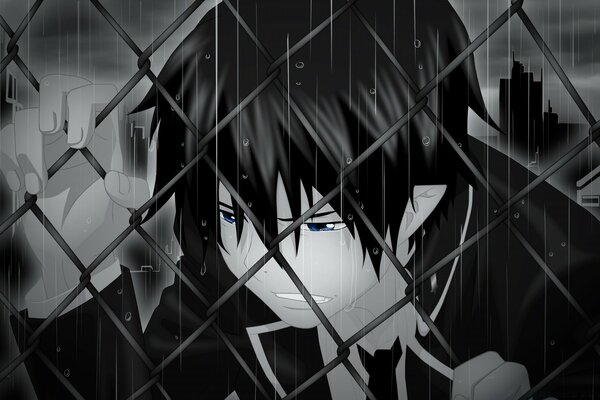 Monochrome Bild von anime boy