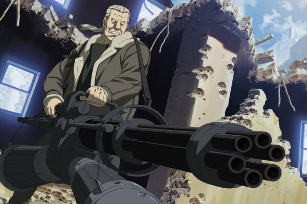 Anime. Homem com Arma de fogo