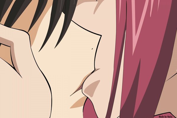 Suave beso de los héroes del anime