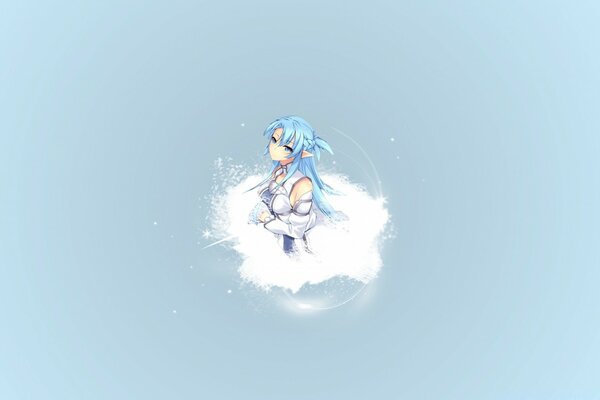 Anime girl on a cloud