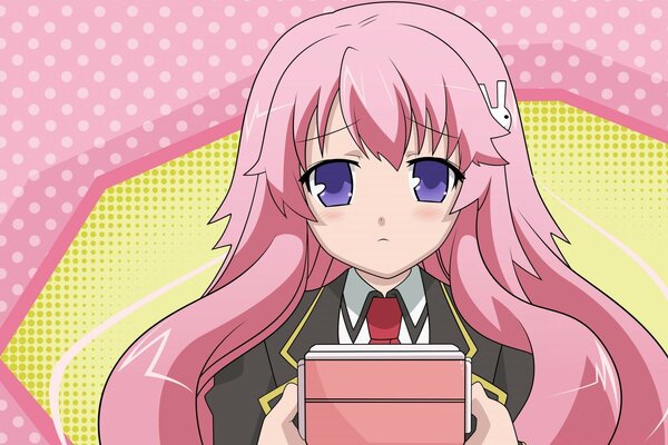 Netter Anime über ein Mädchen mit einem Tablet