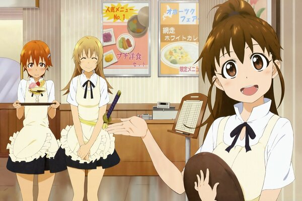 Waitress girls from Japanese anime