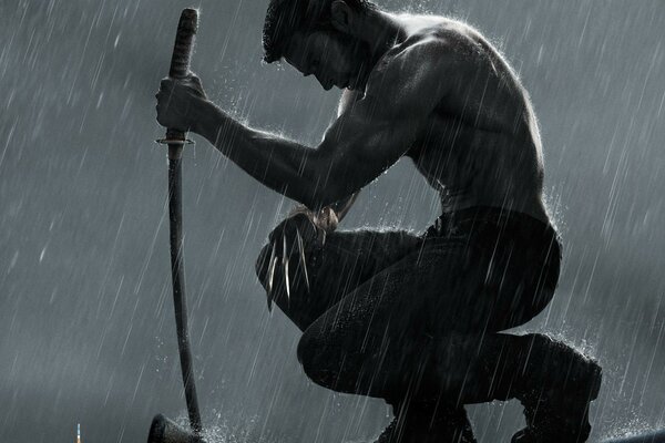 Çizgi roman filmi yağmurda Wolverine
