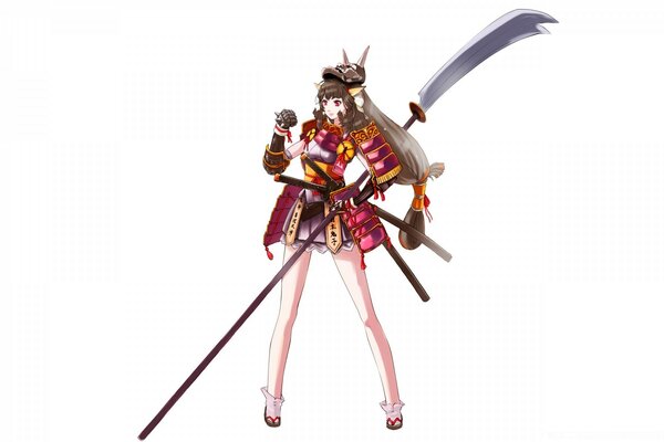 Menina samurai em Armadura personagem de anime mujtfilm