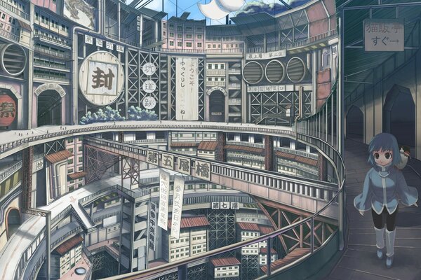 Schöne Architektur der Anime-Zeichnung