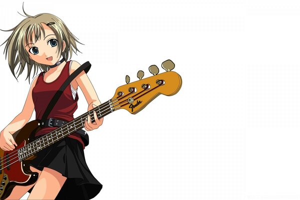 Musician girl with guitar from anime