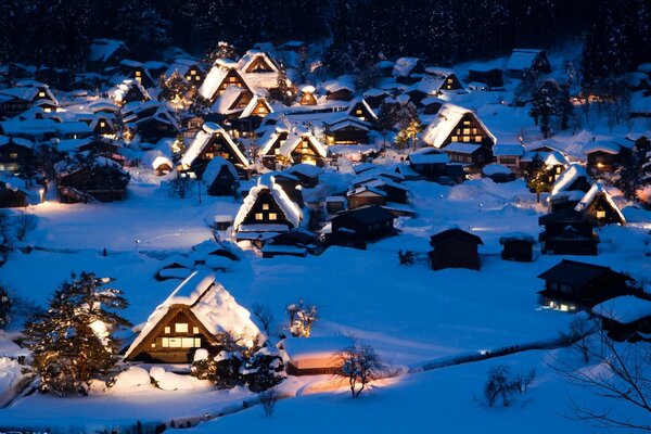 Traveling by car through the snowy winter