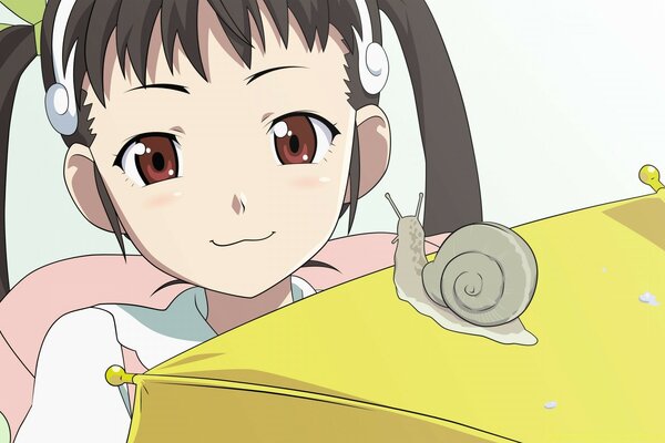 Abbildung eines Anime-Mädchens mit einer Schnecke